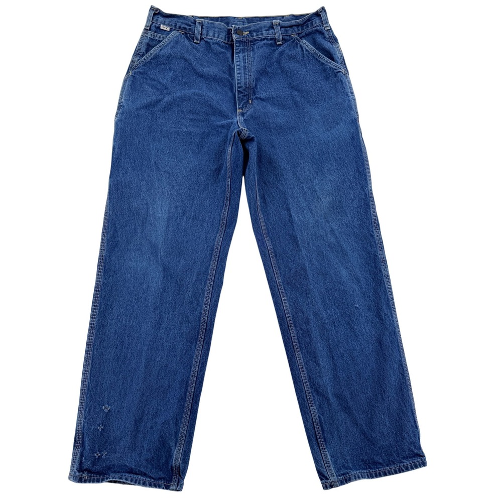 Carhartt FR Flame Resistant Carpenter Jeans Men 36x32 Blue Denim FRB13 DNM HRC 2